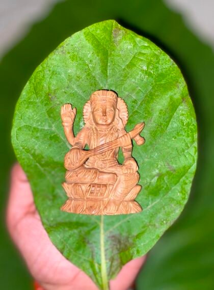 Saraswati Maa Sandalwood Statue