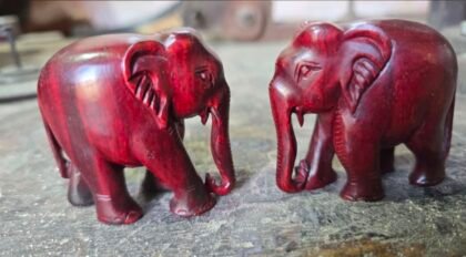 Red Sandalwood Elephant Statue 6 inch